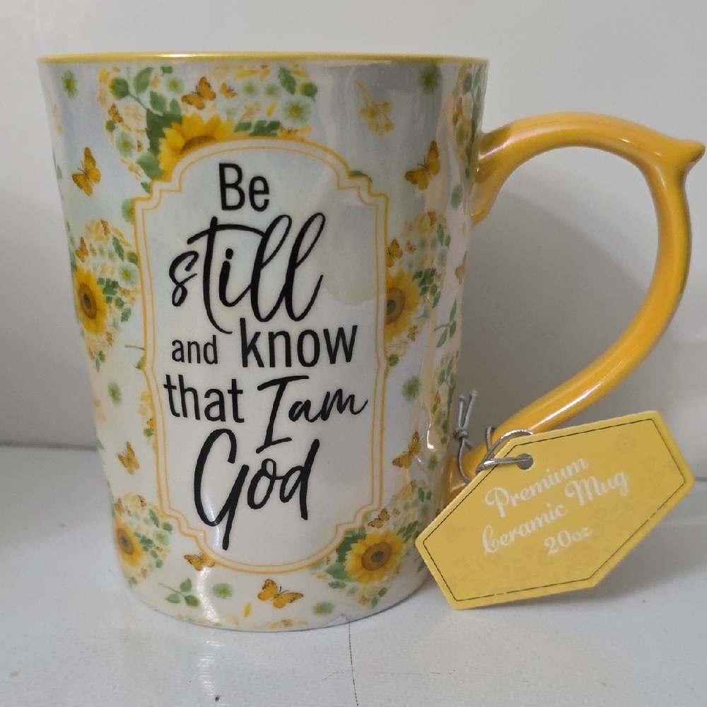 10 Strawberry Street Yellow Floral Ceramic Mug, NWT